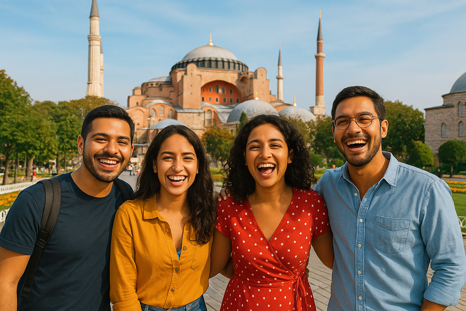 amigos frente a la hagia sophia
